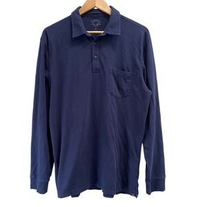 Even Tide Men's Long Sleeve Polo 100% Cotton‎ Navy Large
